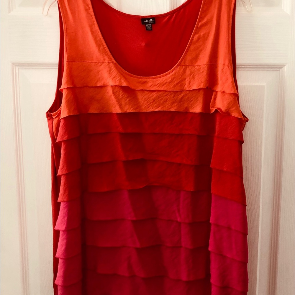 Size 2X Rafaella Layered Ruffle Sleeveless Top Boho Chic Festival Flamenco Vibe